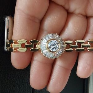Elegant 14k Gold Plated Bracelet with CZ Accent